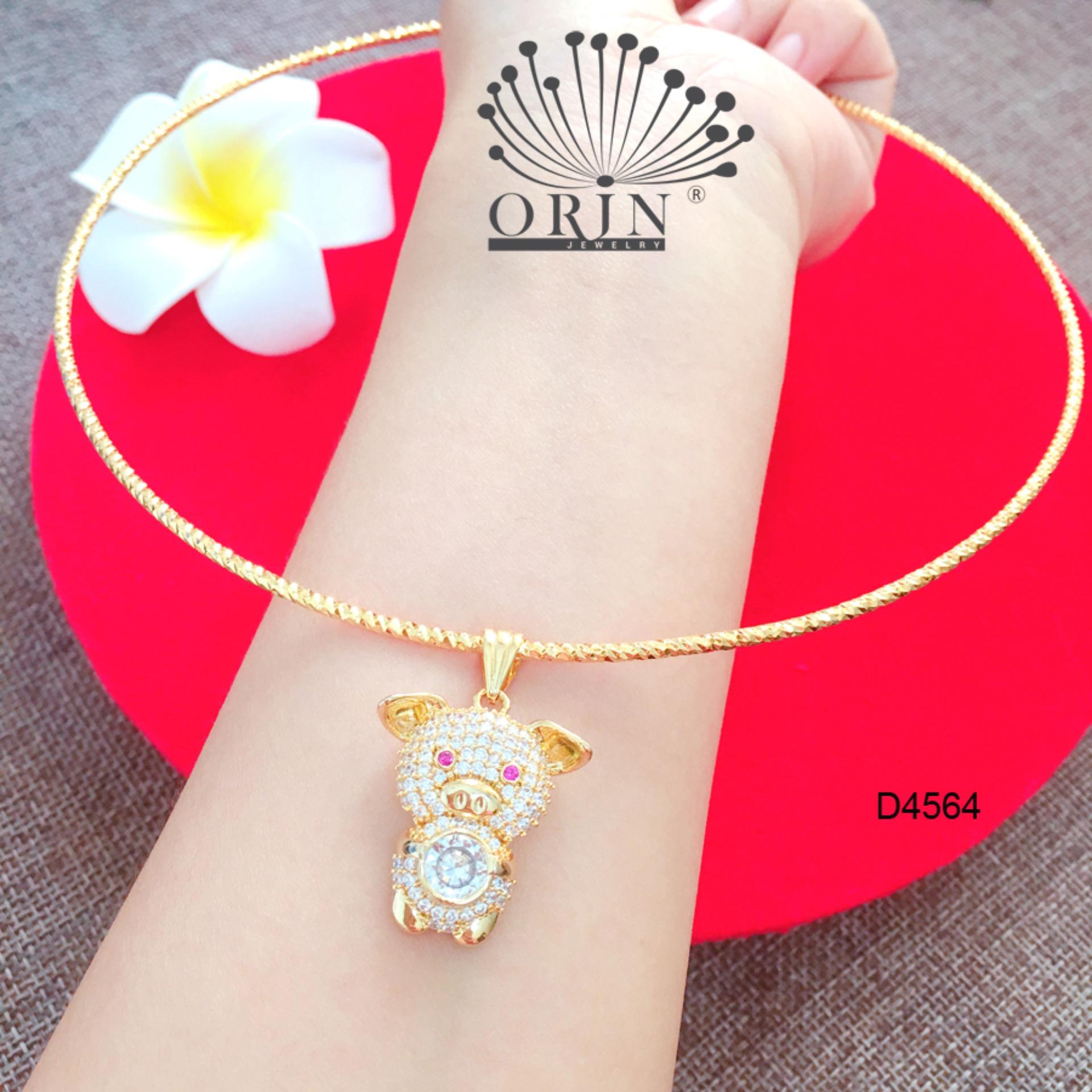 Kiềng cổ nữ  vòng cổ nữ mặt chú heo tài lộc may mắn bền màu đính đá thiết kế cao cấp Orin D4564 - Long Tien