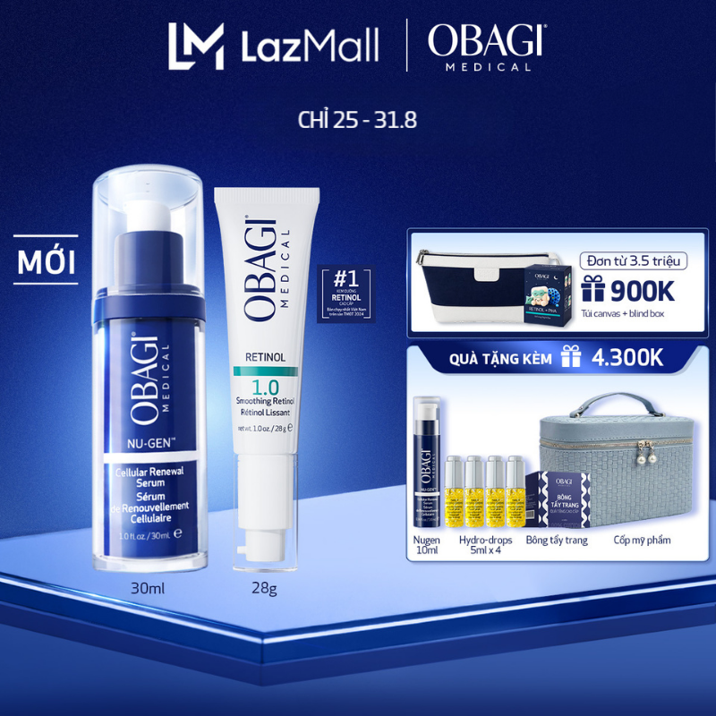 Bộ đôi Serum kích hoạt năng lượng tế bào NU-GEN™ 30ml  Kem Dưỡng Làm Mờ Nếp Nhăn, Mờ Thâm  Làm Đều Màu Da Obagi Retinol 1.0
