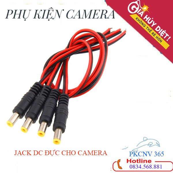 Combo 6 jack dc đực cấp nguồn cam dc cho camera - jack dc đực dây đỏ đen