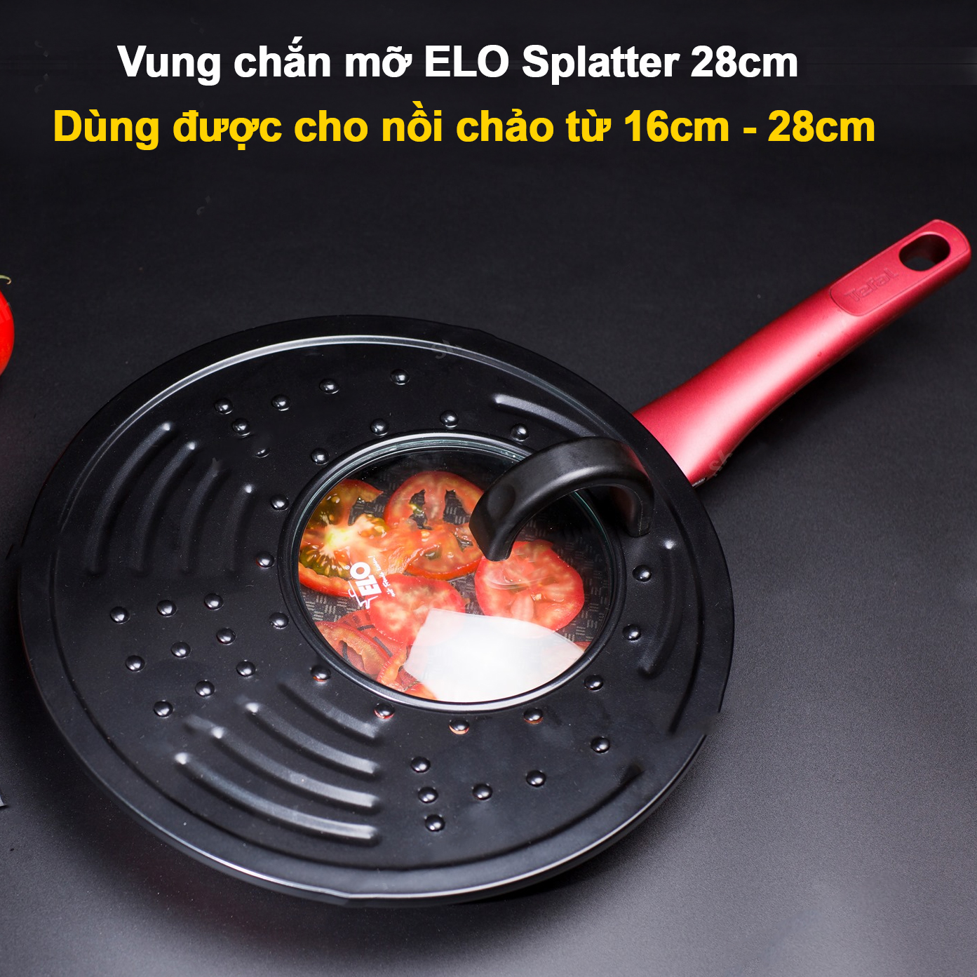 Vung chắn mỡ ELO Splatter 28cm Dùng được cho nồi chảo từ 16cm - 28cm Nhập Khẩu Đức Hàng Chính Hãng