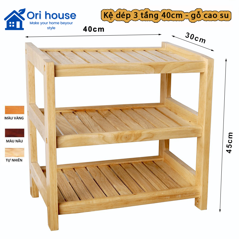 Kệ giày dép 3 tầng ngang 45cm gỗ cao su - kệ để dép - hàng lắp ráp