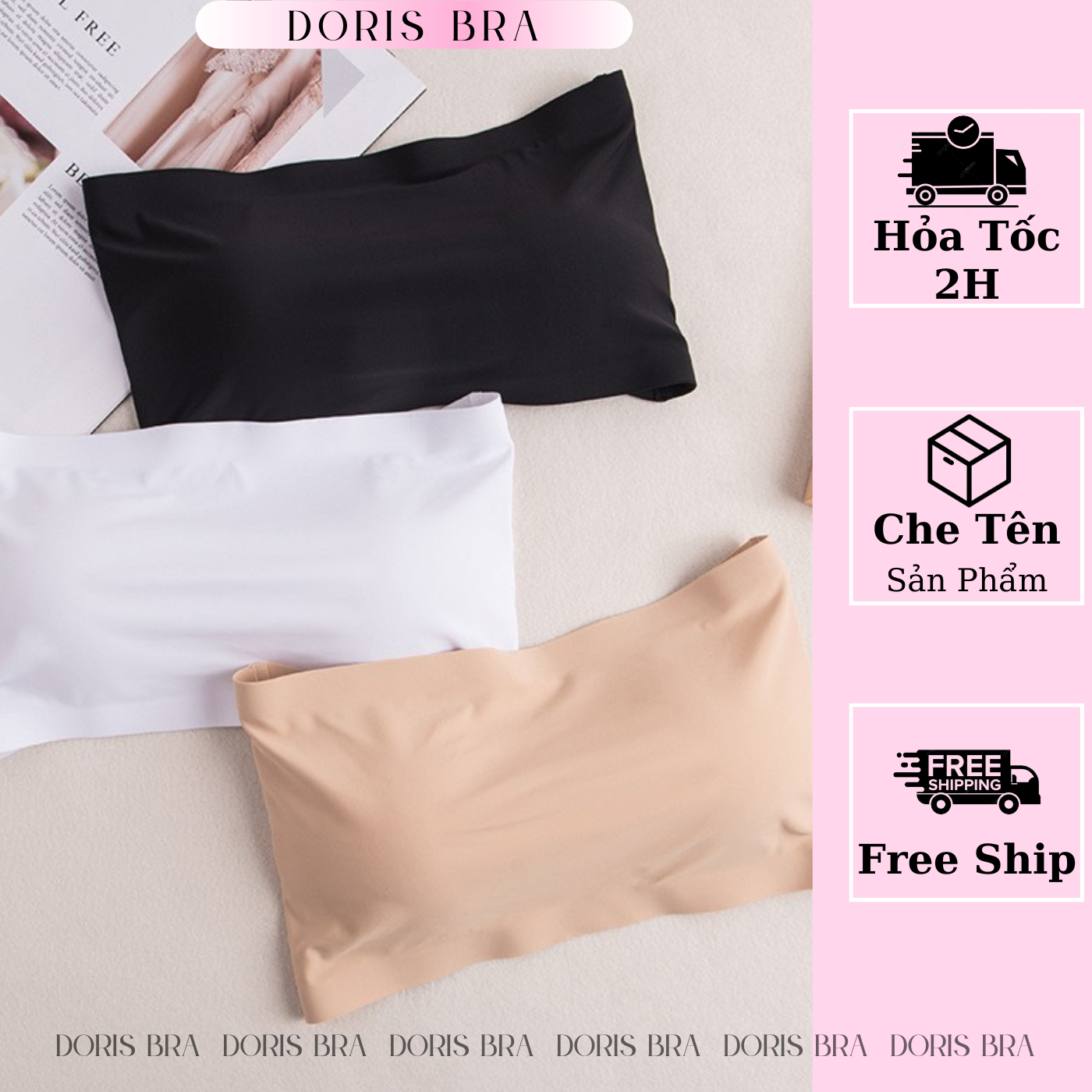 Áo lót nữ, bra croptop nữ su quây không dây cài sau đệm mỏng nâng ngực nhẹ nhàng - Doris fashion
