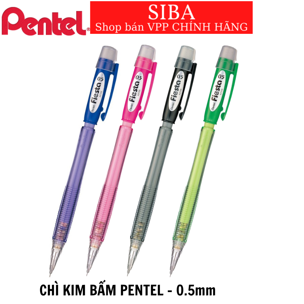 Bút chì kim 0.5mm Pentel, viết chì bấm nhiều màu Pentel Fiesta AX105- Ngòi chì chính hãng