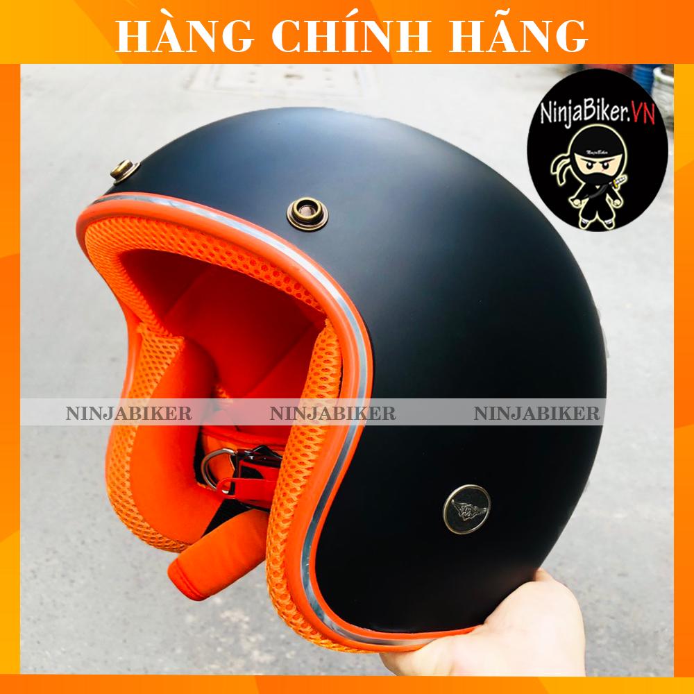 Nón bảo hiểm NTMAX 3/4 đen nhám lót cam