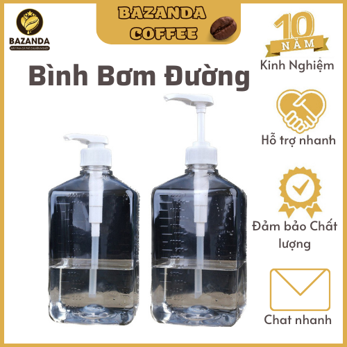 Bình bơm sirup, đường Nhựa dung tích 1600ml, vòi bơm 10cc