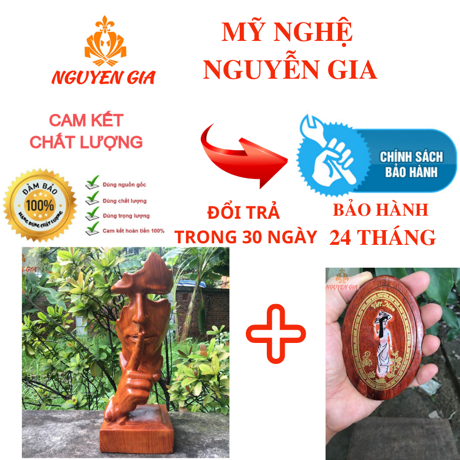 Tượng Im Lặng là Vàng Gỗ Hương