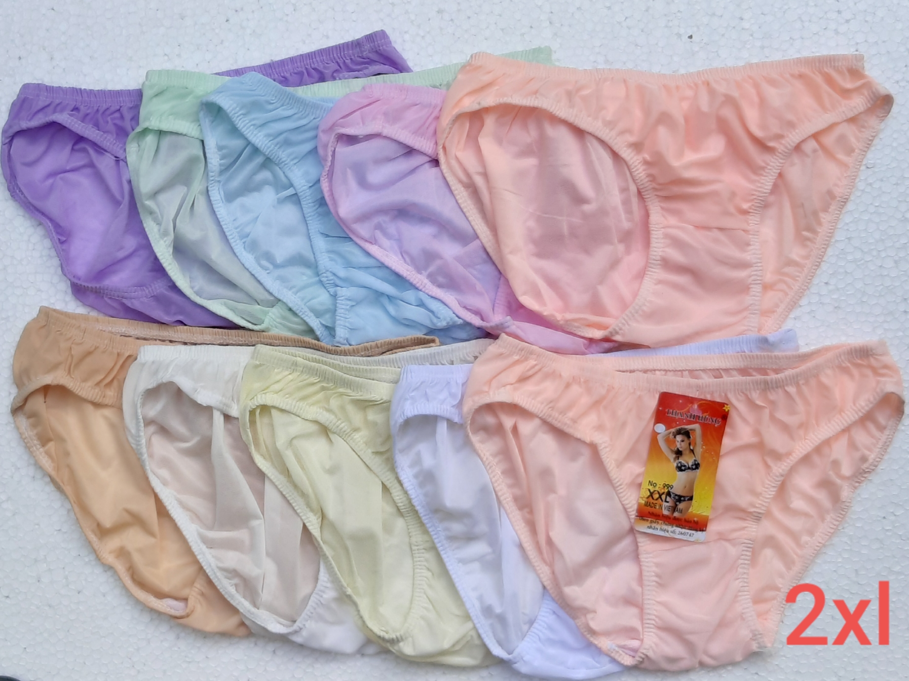  10 Quần lót nữ 2XL Thun Lạnh 43 đến 55kg độ co giãn thấm hút mồ hôi size XXL Vòng eo: 68-72cm   hàng xuất khẩu  