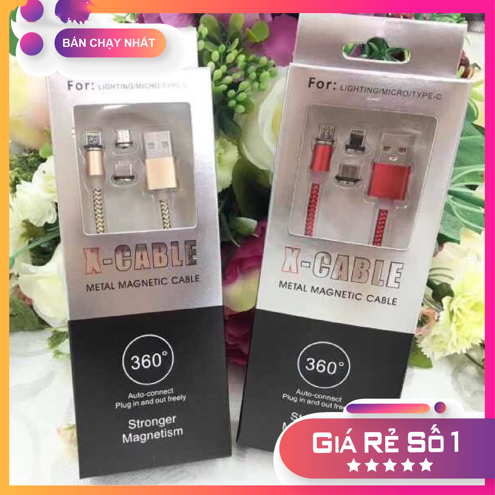 🔥[SẠC SIÊU NHANH]🔥ComBo Cáp sạc nam châm 3 đầu phát sáng, sạc nhanh, 3 cổng Micro, TypeC, Lightning 🔥SIÊU HOT🔥