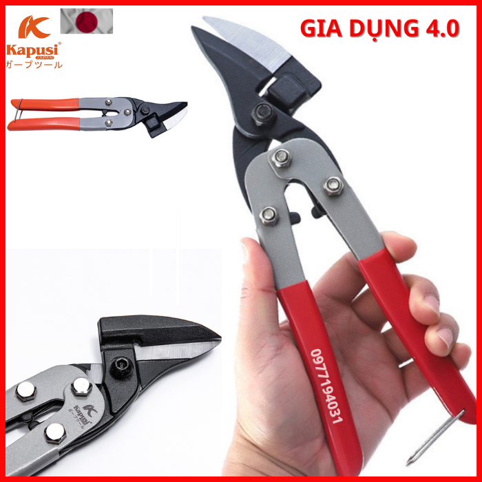 Kéo cắt tôn mỏ nghiêng KAPUSI JAPAN bằng thép siêu cứng-Chính Hãng