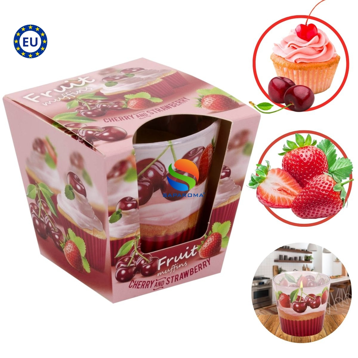 Nến thơm cao cấp thơm Bartek Candles 115g Fruit Muffins - bánh muffin trái cây, hỗ trợ khử mùi (giao mẫu ngẫu nhiên)