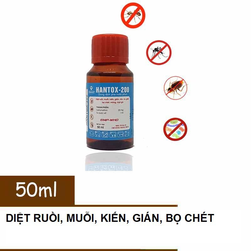 Diệt ve rận HANTOX-200 diệt ruồi, muỗi, vệ sinh môi trường - chai 50ml