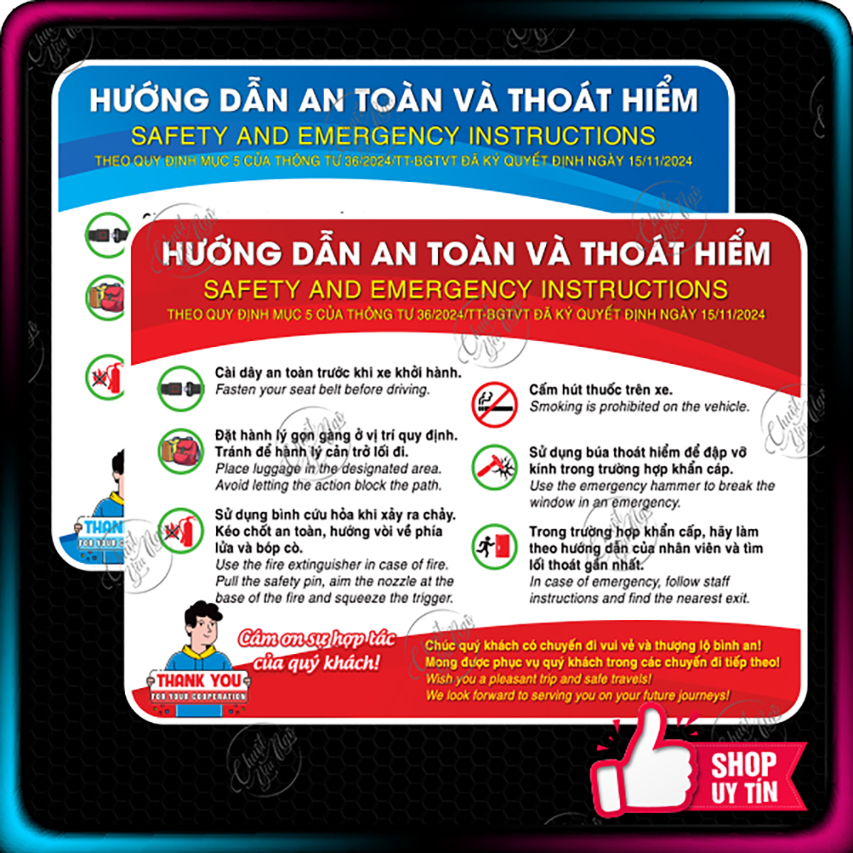 36/2024/tt-bgtvt circular road safety and exit sticker car travel contract warning decal Giá 24,000 Đồng*Miễn phí vận chuyển