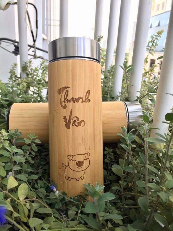 Bình giữ nhiệt khắc tên theo yêu cầu/Bình giữ nhiệt vỏ tre/Quà tặng bạn gái