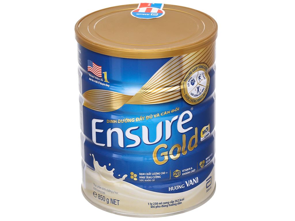Lon sữa bột Ensure Gold Hương Vani 850g