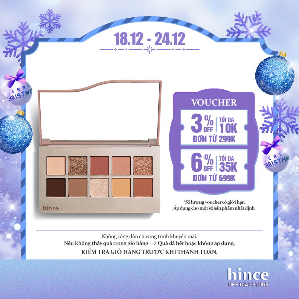 Bảng phấn mắt 10 màu có nhũ lâu trôi hince New Depth Eyeshadow Palette 9.8G