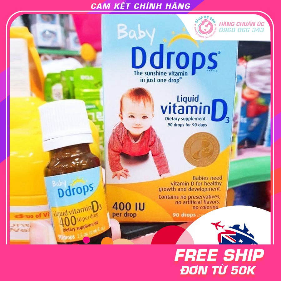 Baby ddrops vitamin d3 cho trẻ sơ sinh 2.5ml/90 giọt - xuất xứ mỹ