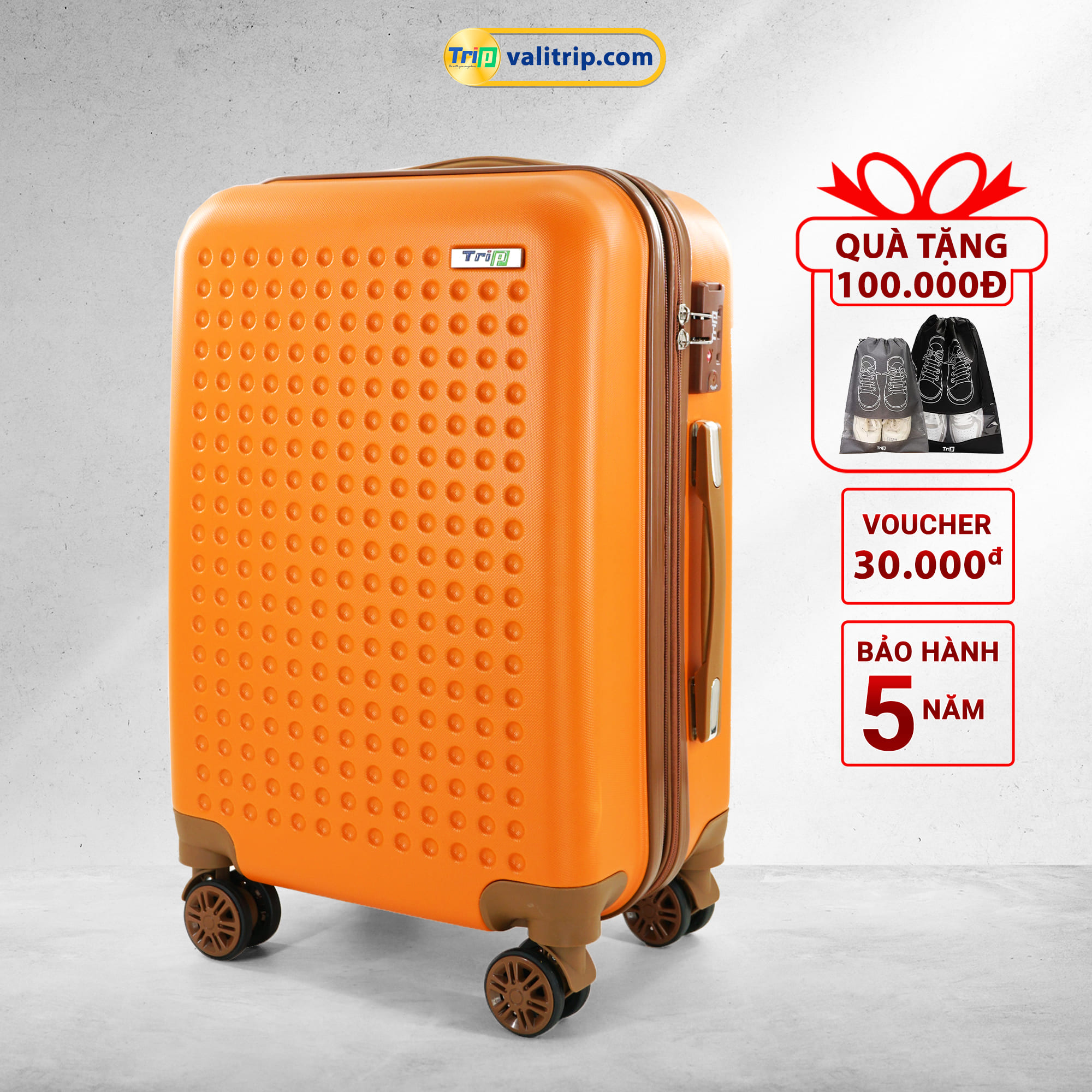 Vali TRIP P803A size 20inch - Vali du lịch size xách tay lên máy bay, 2 dây kéo nới rộng khoang hành lý