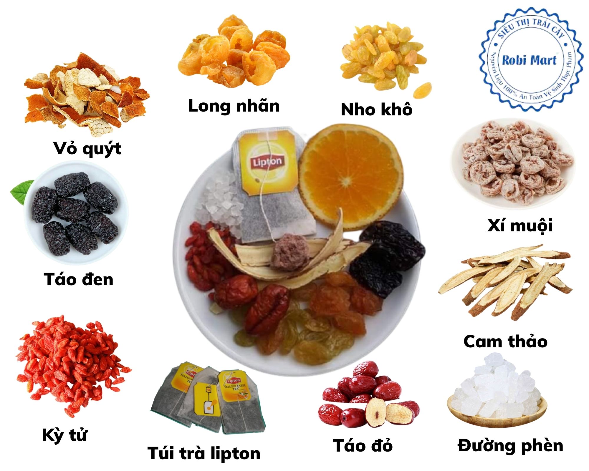 Trà lipton thảo mộc cam thảo xí muội