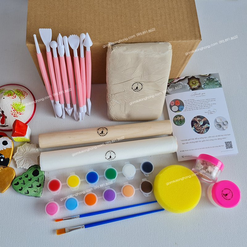 Full Box Đất Sét Trải Nghiệm Làm Gốm Thủ Công Cơ Bản | Gifts For Creative Air Dry Clay Craft Set | Đất Sét Tự Khô | Clay Craft HomeKit Siêu Rẻ