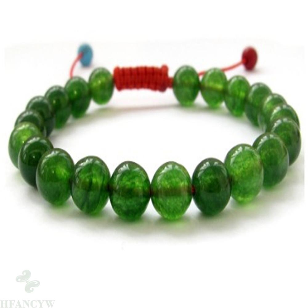 【YF】☇✒┋ 8mm emerald gemstone hand-woven rope adjustable Mala bracelet Pray Handmade Wrist Spirituality Bless