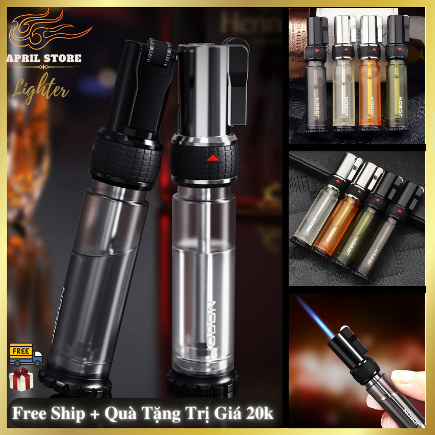 Bật Lửa JOBON 998 Xài Gas Lửa Khò Tia Khóa Xoay Thân Trong Suốt-Hàng Cao Cấp Full Box (Không Gas)