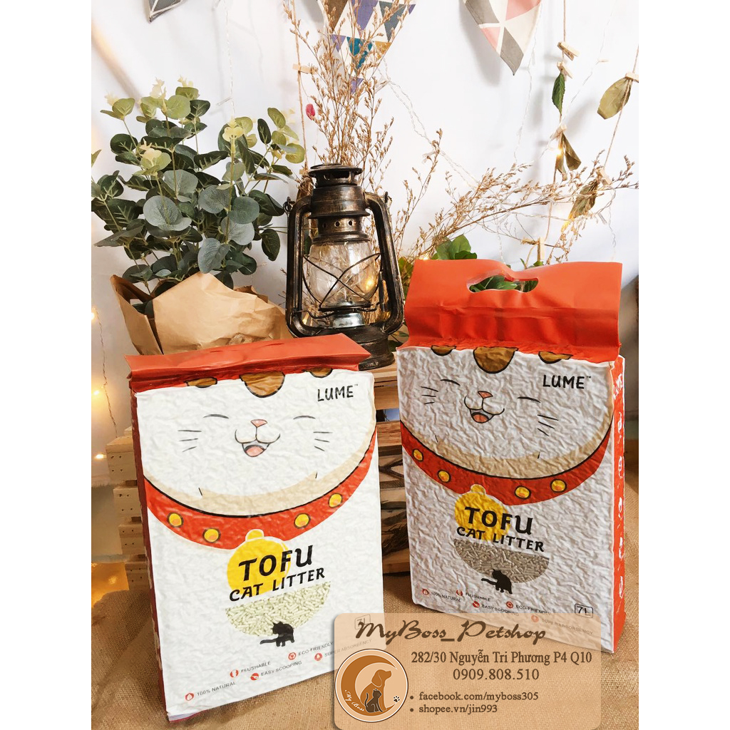 Cát Đậu Nành Lume ToFu 7L - Cát vệ sinh cho mèo , cát lót chuồng hamster 7L siêu vón cục