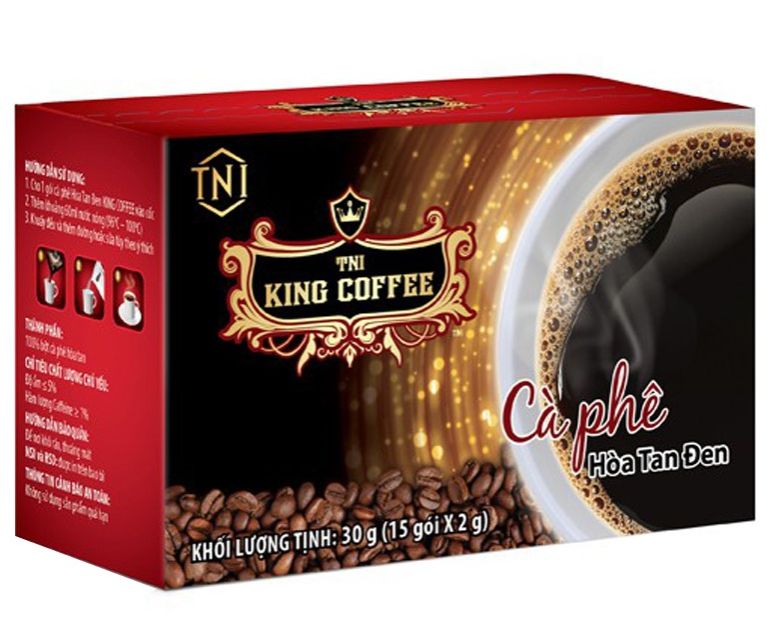Cà Phê Hòa Tan Đen Thuần Khiết Không Đường KING COFFEE - Hộp 15 gói x 2g