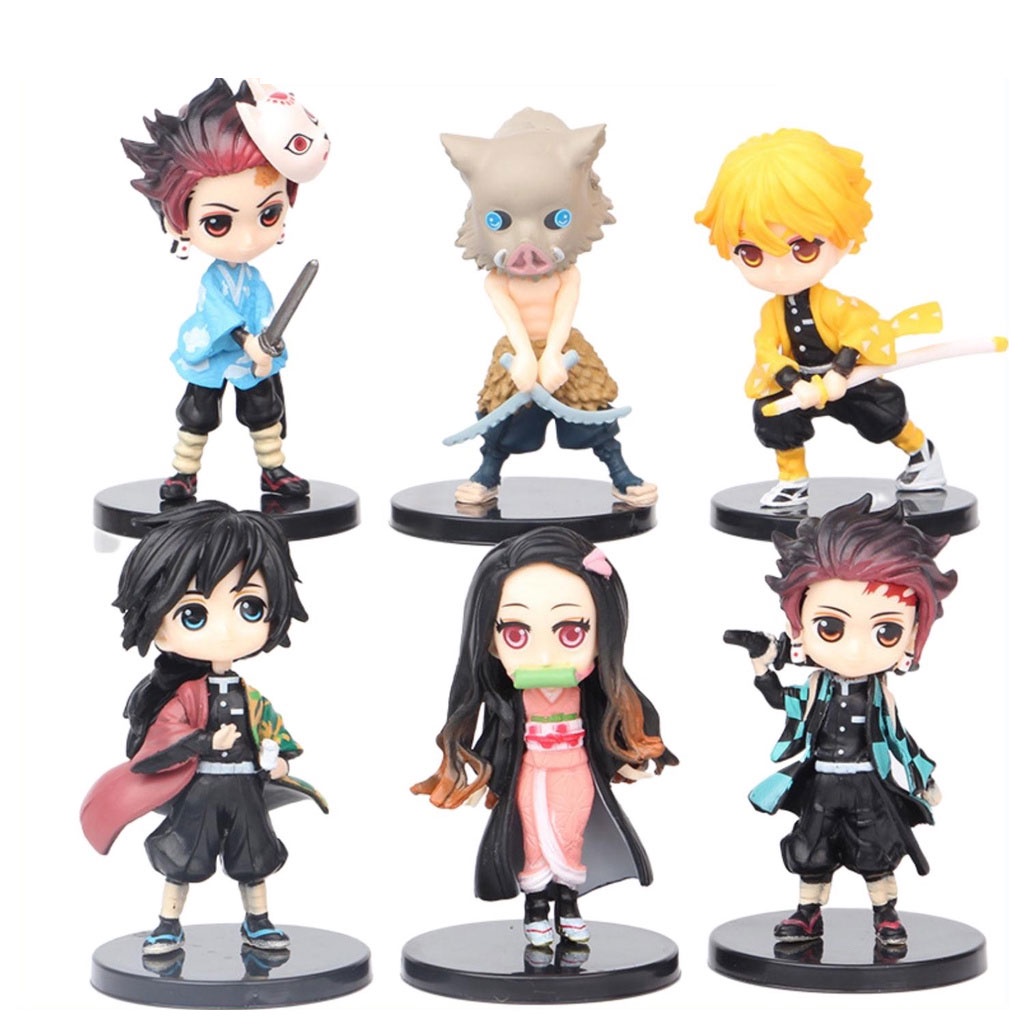 Mô hình nhân vật Mini Kimetsu No Yaiba figure Tanjirou Nezuko Zenitsu Inosuke Giyuu figure thanh gươm diệt quỷ