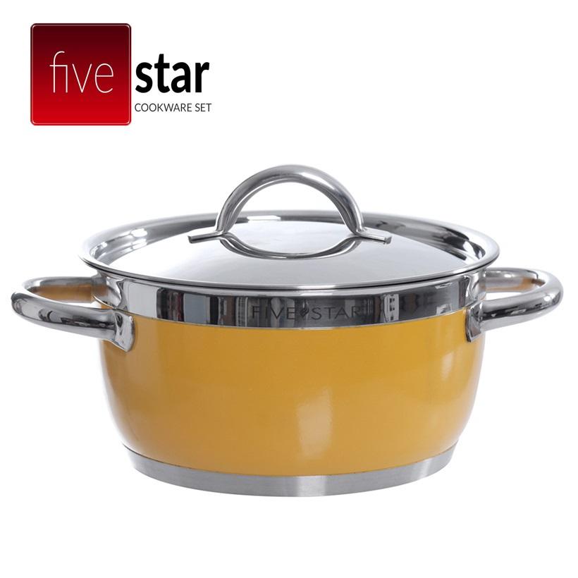 Nồi inox sơn thân cool 3 đáy 24cm fivestar n24-3dm