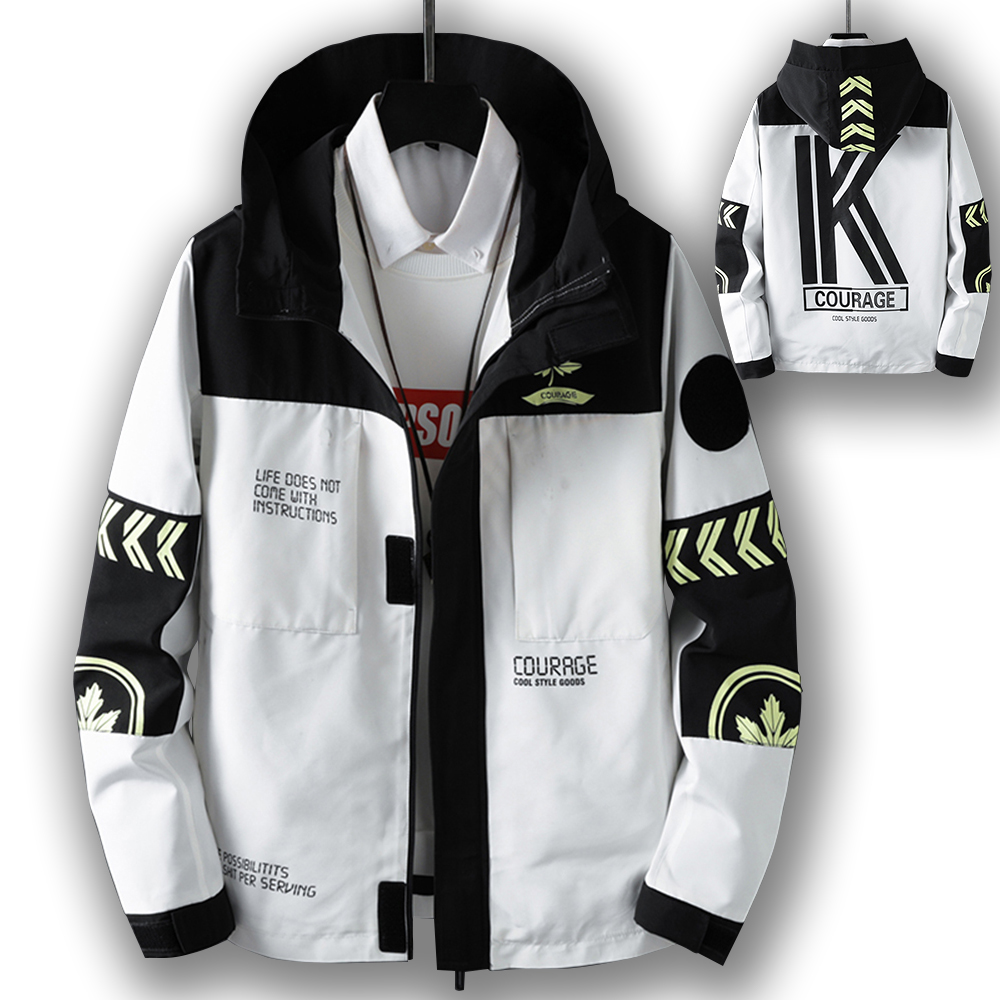 Áo Khoác Dù Nam Họa Tiết Hai Mặt Áo Khóa Kéo Phối Mũ Trùm Đầu Mẫu Mới Năm 2021 Thời Trang 4HER AO KHOAC NAM 9000065