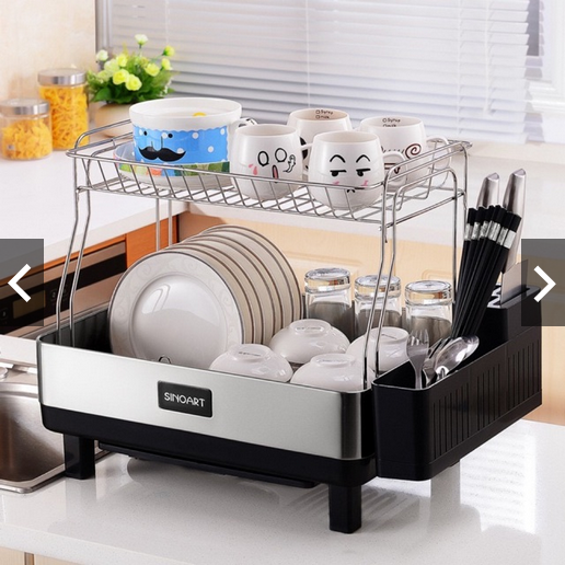 Kệ bát đĩa 2 tầng inox cao cấp sinoart