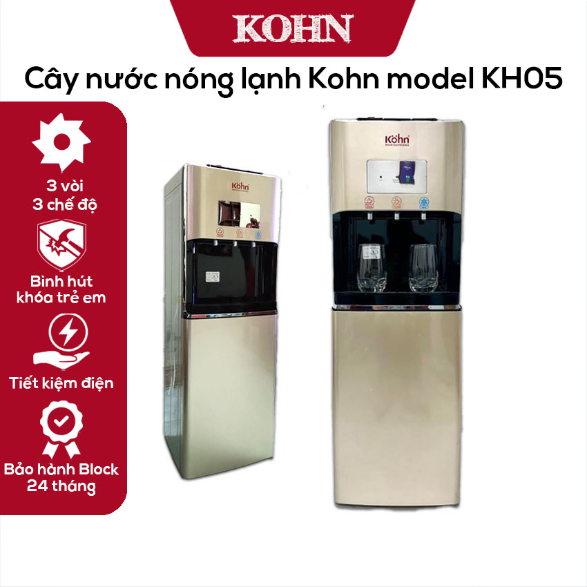Cây nước nóng lạnh Kohn model KH05, bình hút, có khóa trẻ em, bảo hành Block 24 tháng
