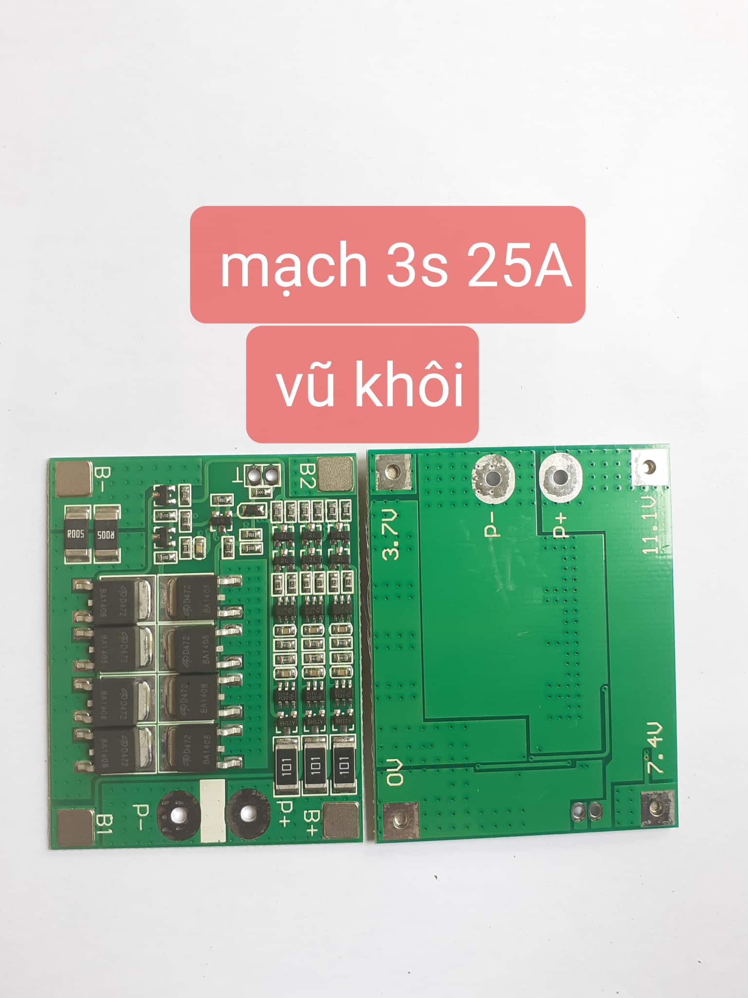 Mạch 3s 12.6v - 25a, sạc cân bằng và bảo vệ cell pin li-ion 3s 12v