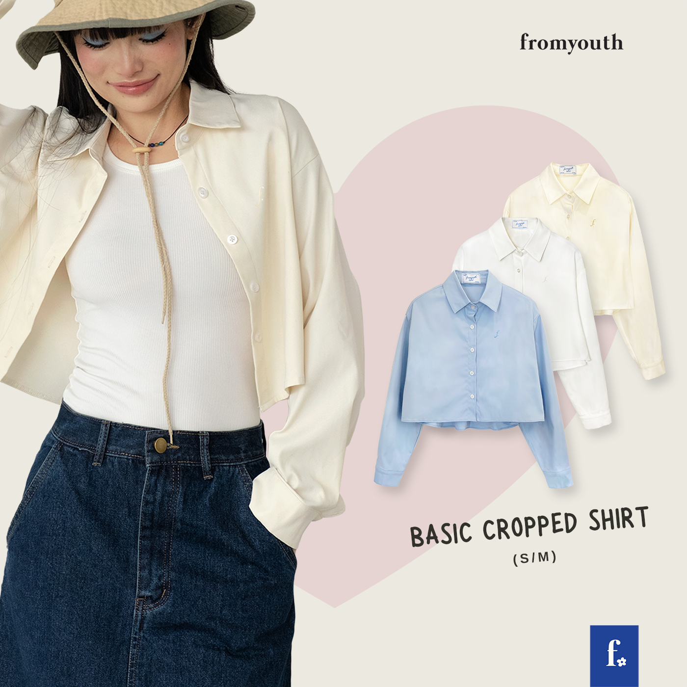 Áo sơ mi dáng croptop naked by v - basic cropped shirt