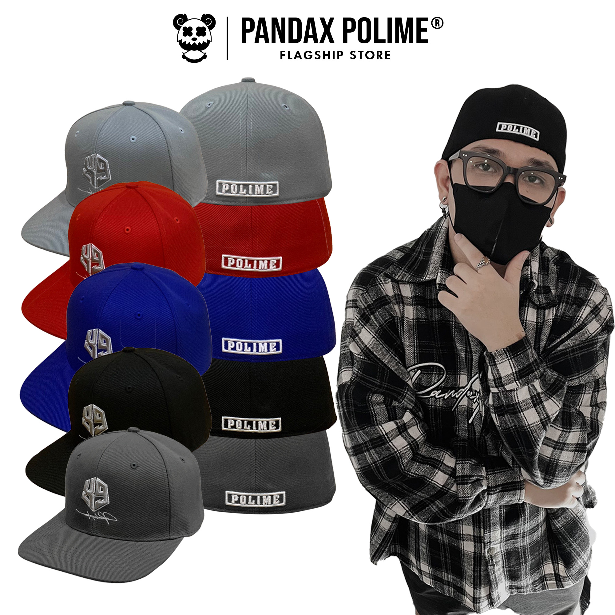 Nón snapback localbrand PANDAX POLIME mũ bít đuôi đội ngược lưỡi trai nam nữ cặp đôi nón kết vải kaki hiphop cá tính Polime Snapback V1