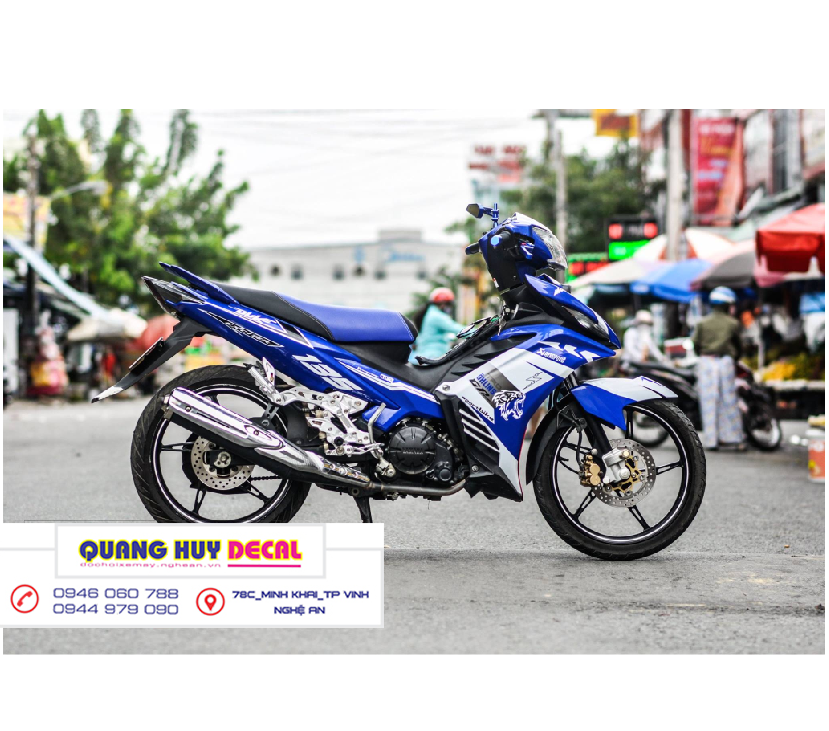 Tem trùm ex 135 xanh trắng - Độ dán team trùm decal xe máy ex 135 xanh trắng - Team trùm decal xe máy ex 135 rẻ đẹp và chất