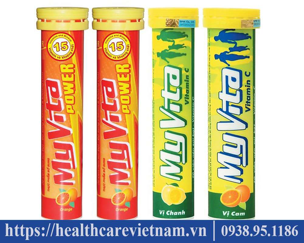 Vitamin c sủi myvita vị cam, vị chanh tube 20 viên