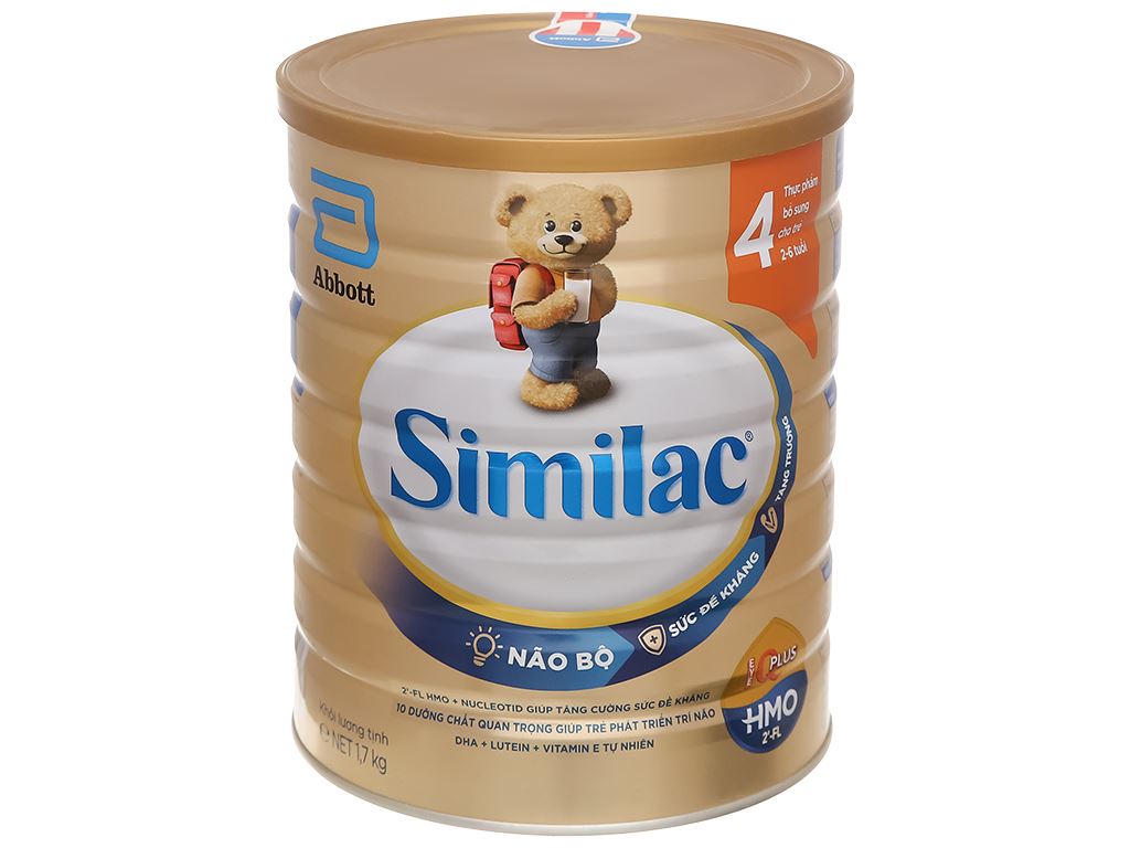 Sữa bột Abbott Similac số 4 Eye-Q 4 Plus hương vani lon 1.7kg cho bé từ 2-6 tuổi
