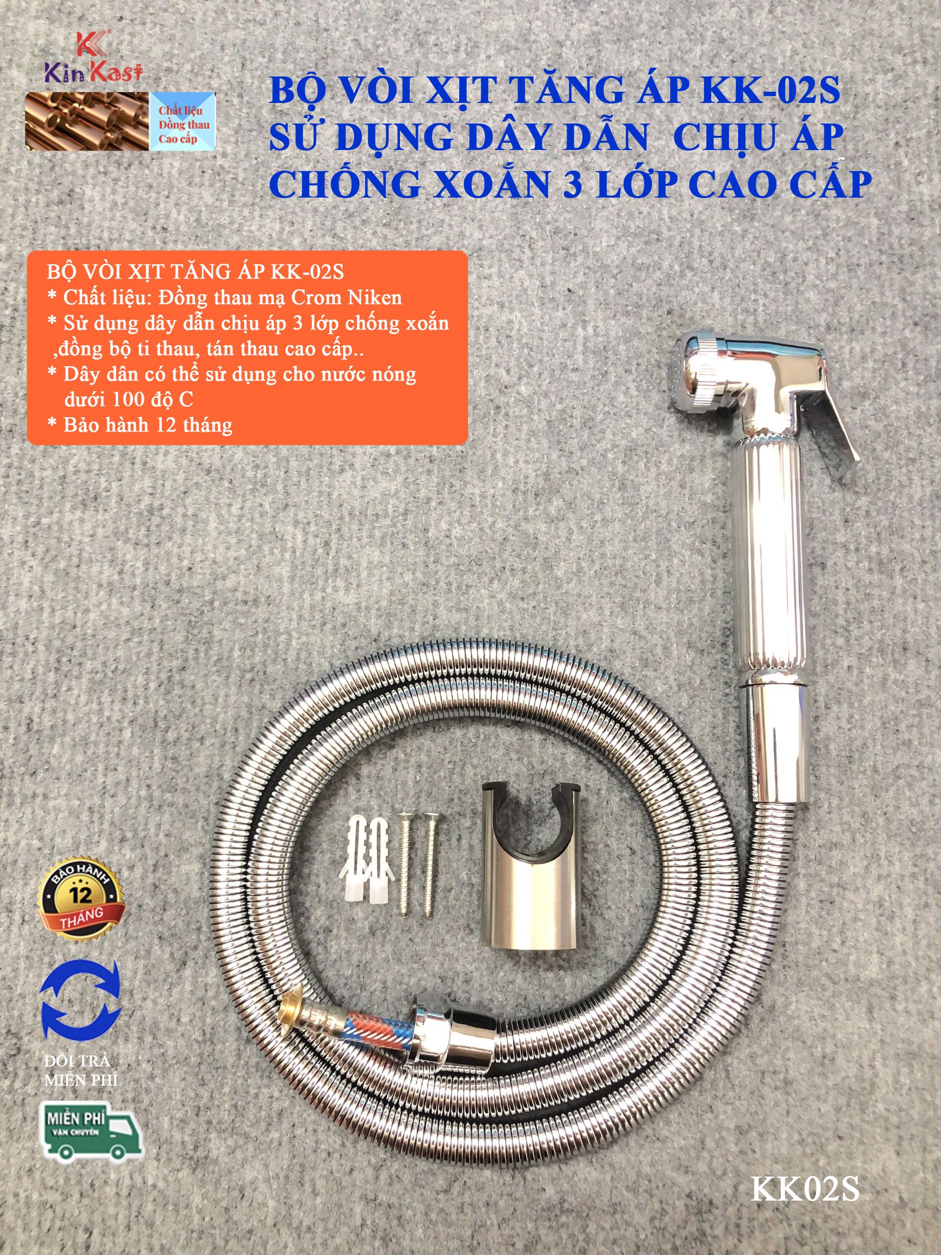 Vòi Xịt vệ sinh cao cấp đồng thau + Vòi xịt toilet đồng thau