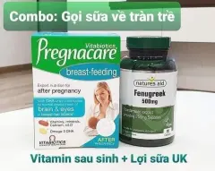 Bộ đôi lợi sữa cỏ cà ri tăng tiết sữa Fenugreek và Vitamin tổng hợp bú Anh Pregnacare Breast-feeding