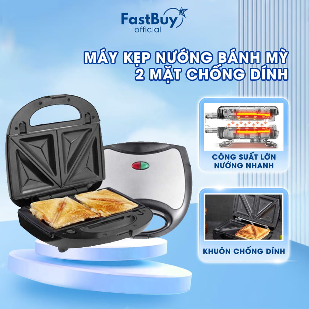 Máy Nướng Bánh Mì SONAKY, Máy Kẹp Bánh Sandwich, Rán Trứng, Làm Đồ Ăn Sáng, Nướng Thịt 2 Mặt Đa Năng