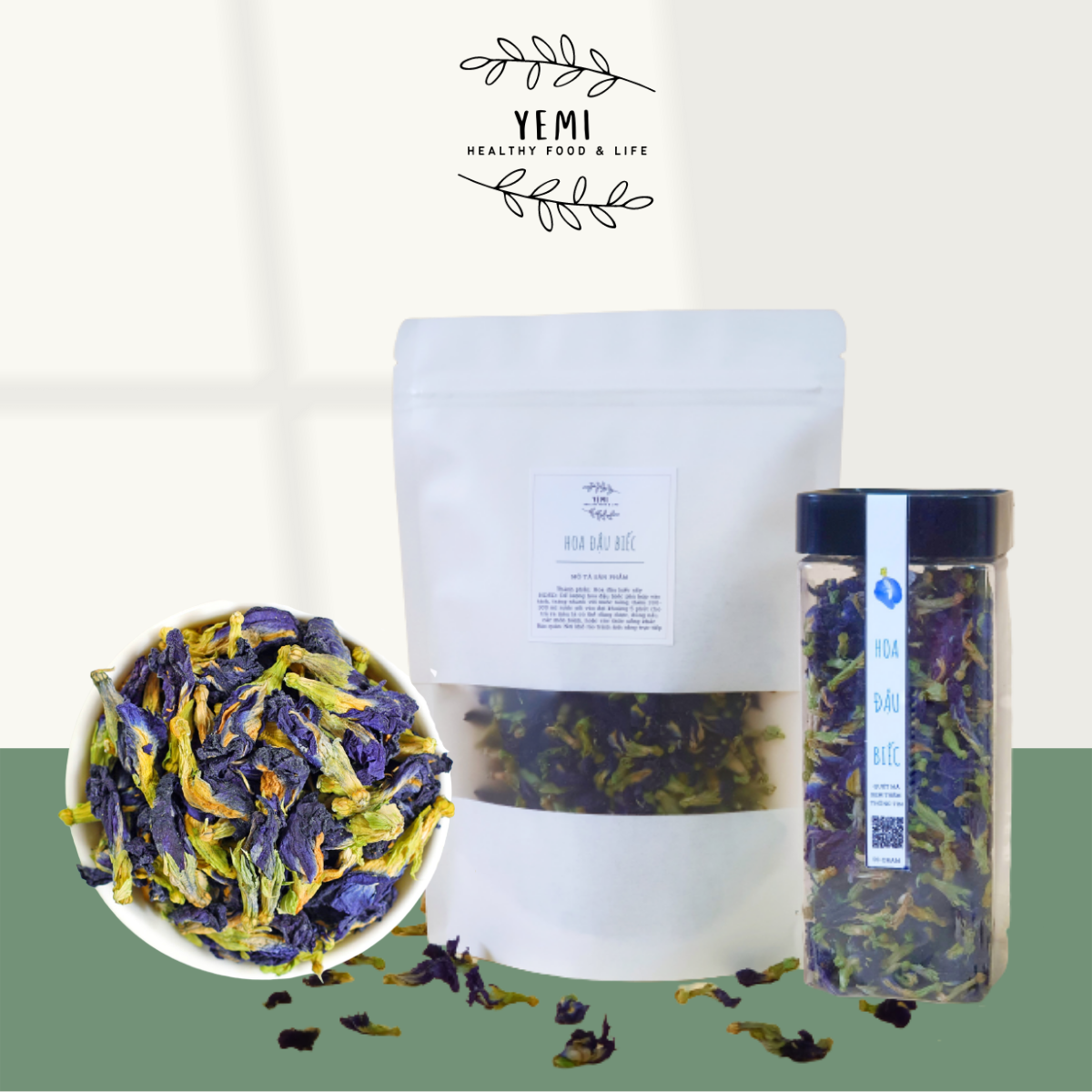Trà hoa đậu biếc sấy YEMI sản phẩm tạo màu thực phẩm tự nhiên an toàn tốt cho sức khỏe