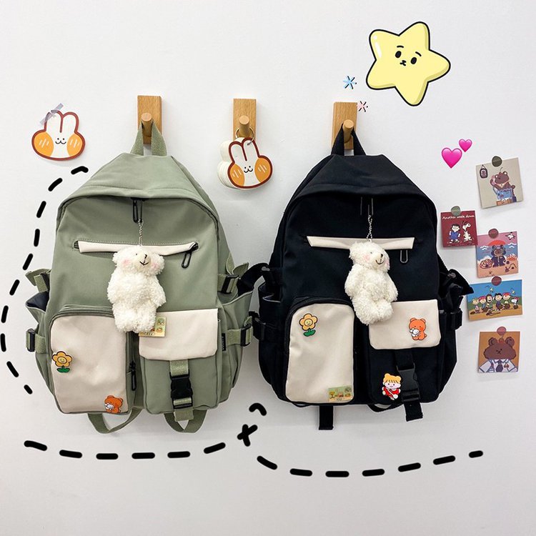 [HÀNG CÓ SẴN] TẶNG KÈM PHỤ KIỆN GẤU + 4 TICKER /BALO ULZZANG / BALO PHONG CÁCH HÀN QUỐC