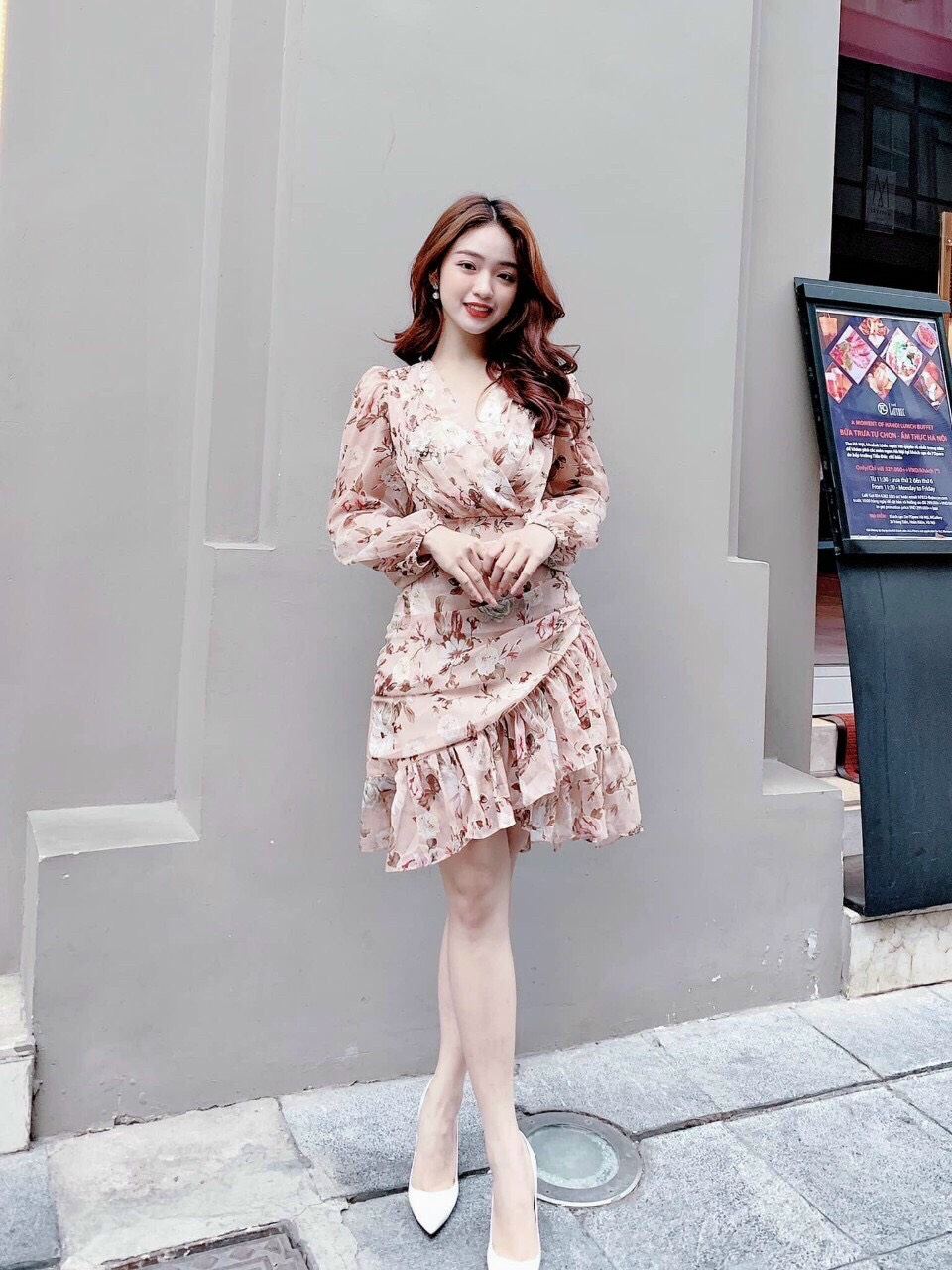Đầm nữ đầm lụa hoa nhí xếp tầng siêu xinh