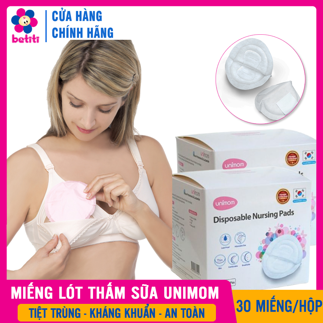 [Hoàn tiền 6%] Miếng Lót Thấm Sữa UNIMOM (30 Miếng/ 1 Bịch) Kháng Khuẩn, Siêu Thấm, Mềm Mại - Tấm Lót Thấm Sữa, Mieng Lot Tham Sua, Miếng Lót Sữa, Miếng Lót Ngực Hứng Sữa, Giấy Thấm Sữa, Miếng Dán Chống Chảy - Thấm Sữa Unimom