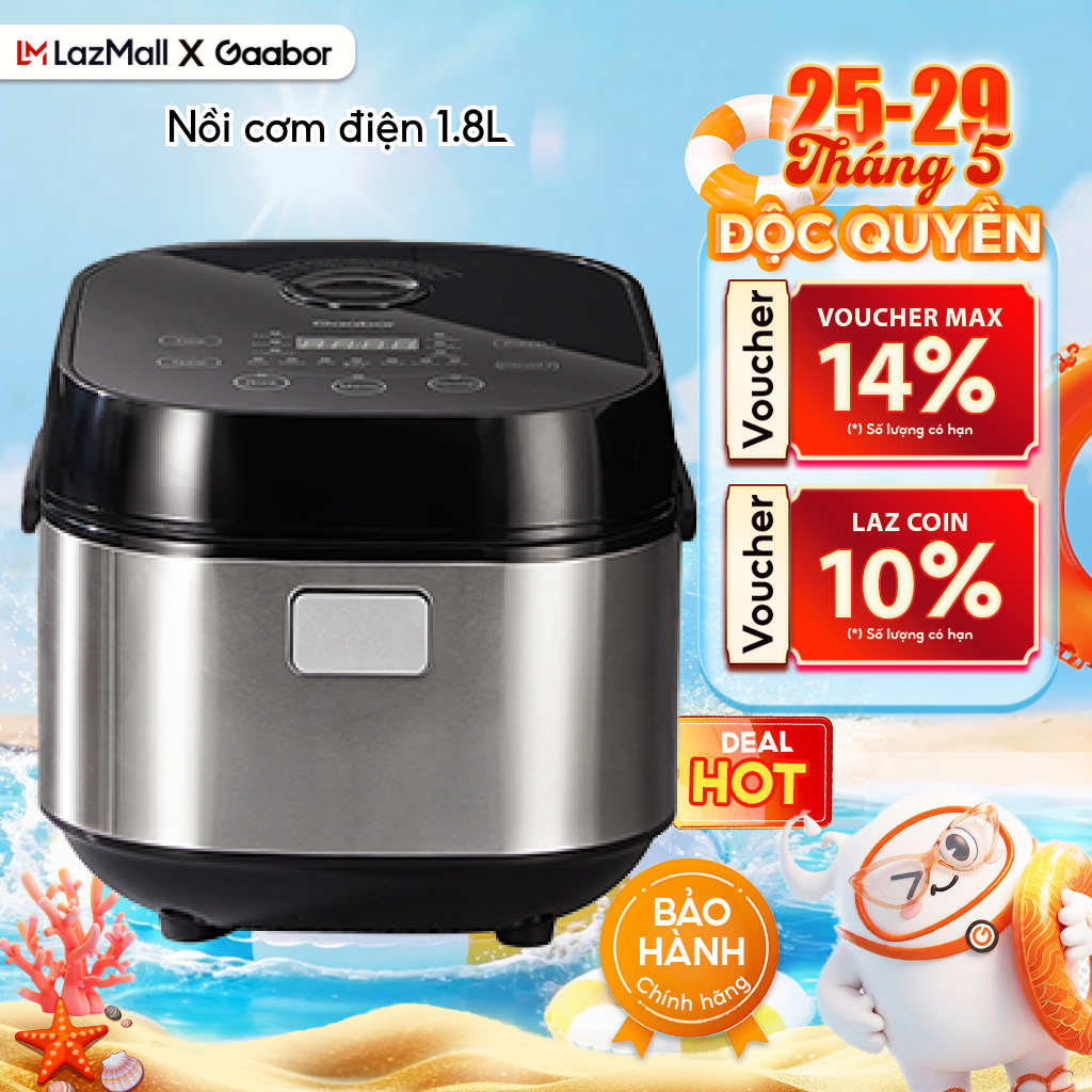 Nồi cơm điện cảm ứng thông minh dung tích 1.8L GAABOR GR-S50D lòng nồi chống dính 13 chế độ nấu hẹn giờ cao cấp - Bảo hành 12 tháng 1 đổi 1