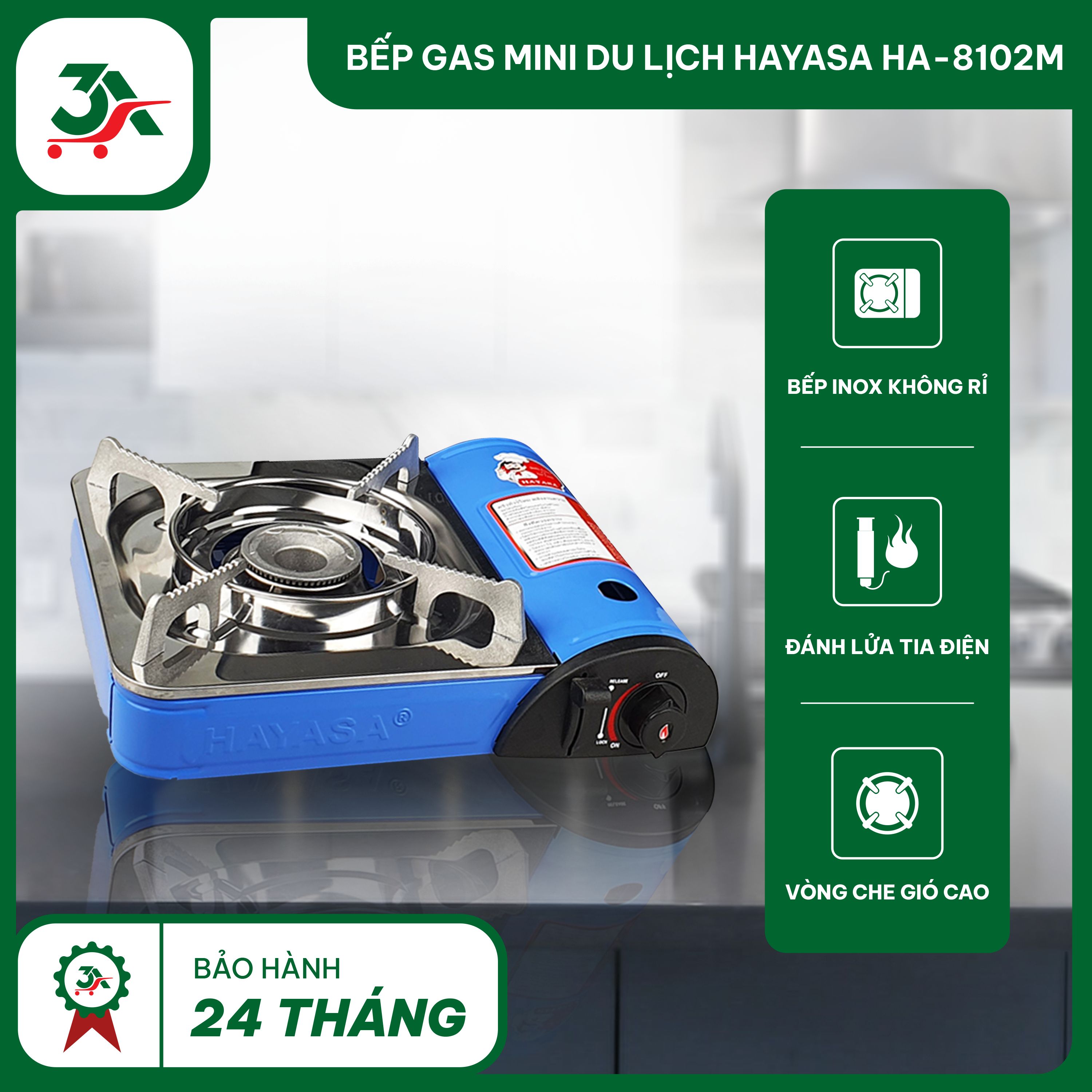 Bếp gas mini du lịch hayasa ha-8102m đủ màu bảo hành 24 tháng