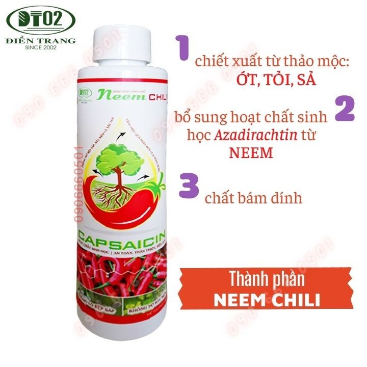 Neem chili sinh học trừ sâu, bọ trĩ, nhện đỏ, rầy rệp -an toàn sức khỏe nguyentri