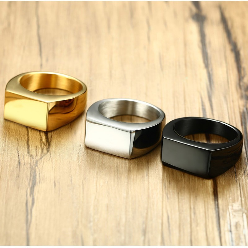 Nhẫn Nam Mặt Chữ Nhật Titan Ko Đen TT 2594