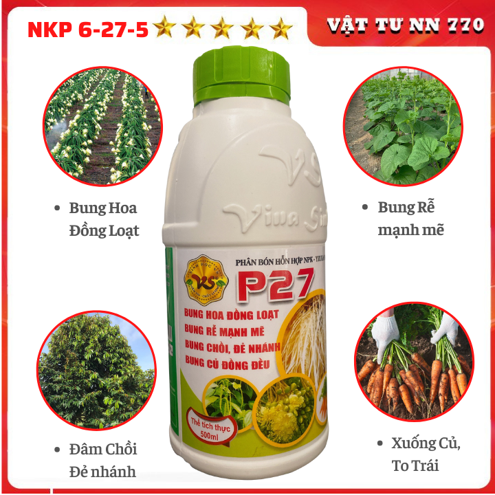 Phân bón nkp 6-27-5 đâm chồi, vọt ngọn, bung chèo - chai 500ml
